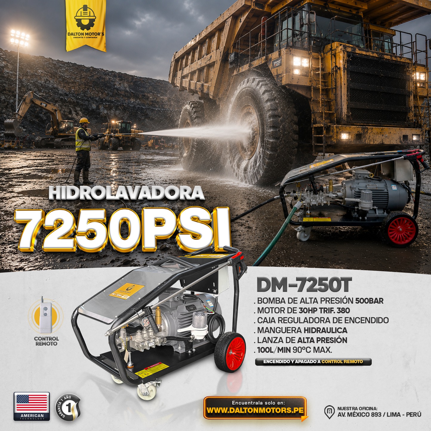 Hidrolavadora  7250PSI - 30HP