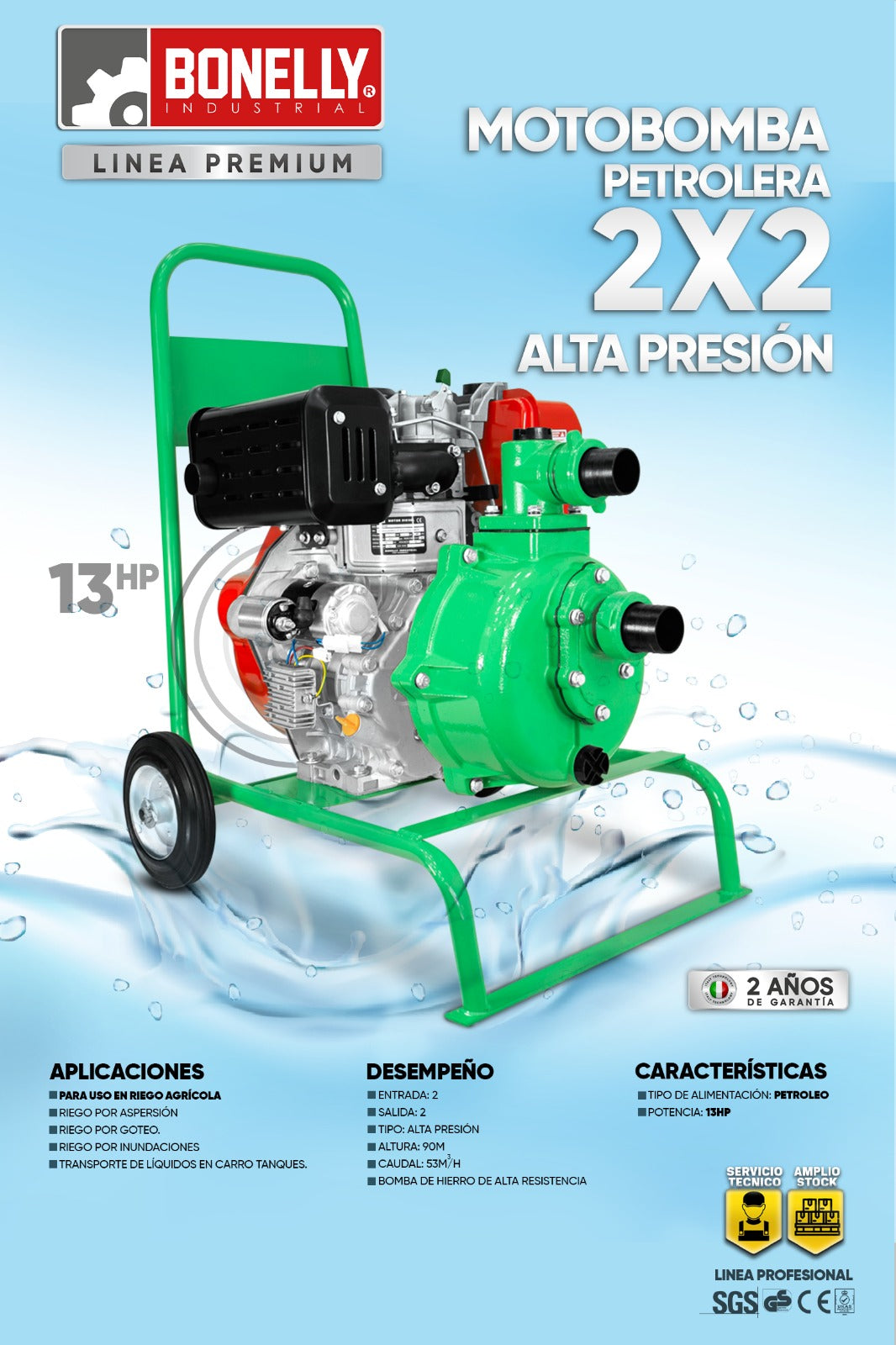 Motobomba alta 2x2 petrolera